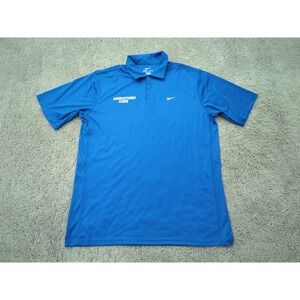 Marathon Kids Polo Shirt‎ Mens Large Blue Short Sleeve Nike Dri-Fit Swoosh Logo